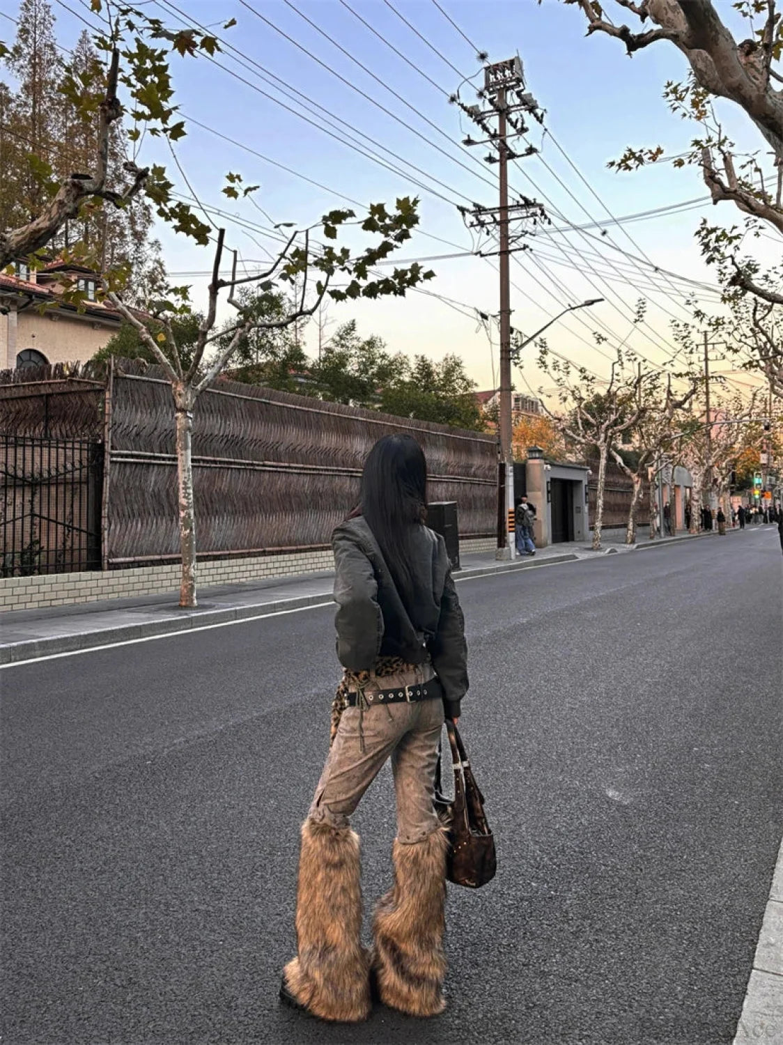 False Hair Gothic Patchwork Denim Pant brown / S