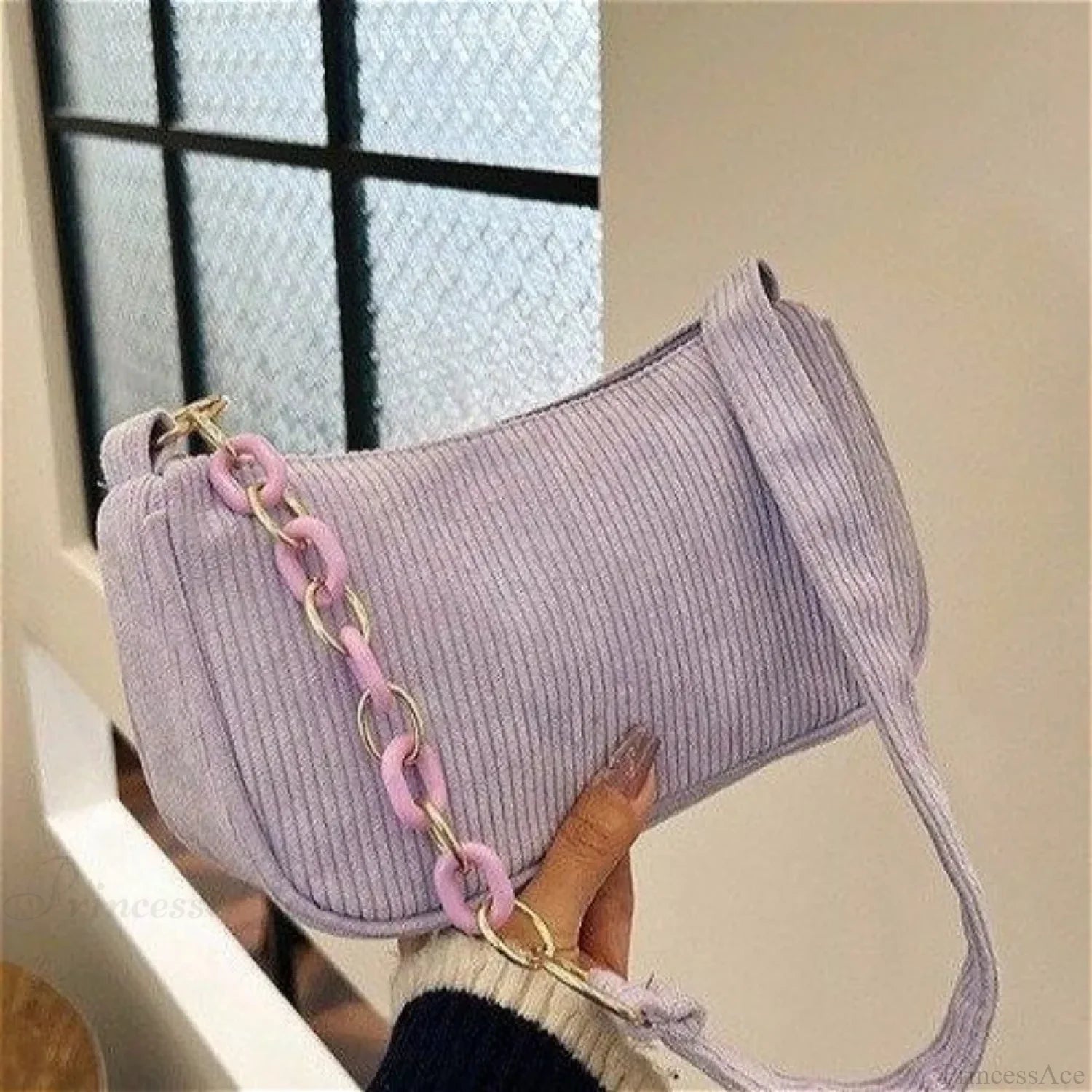Fashion Corduroy Zipper Underarm Shoulder Bag shoulder-250126