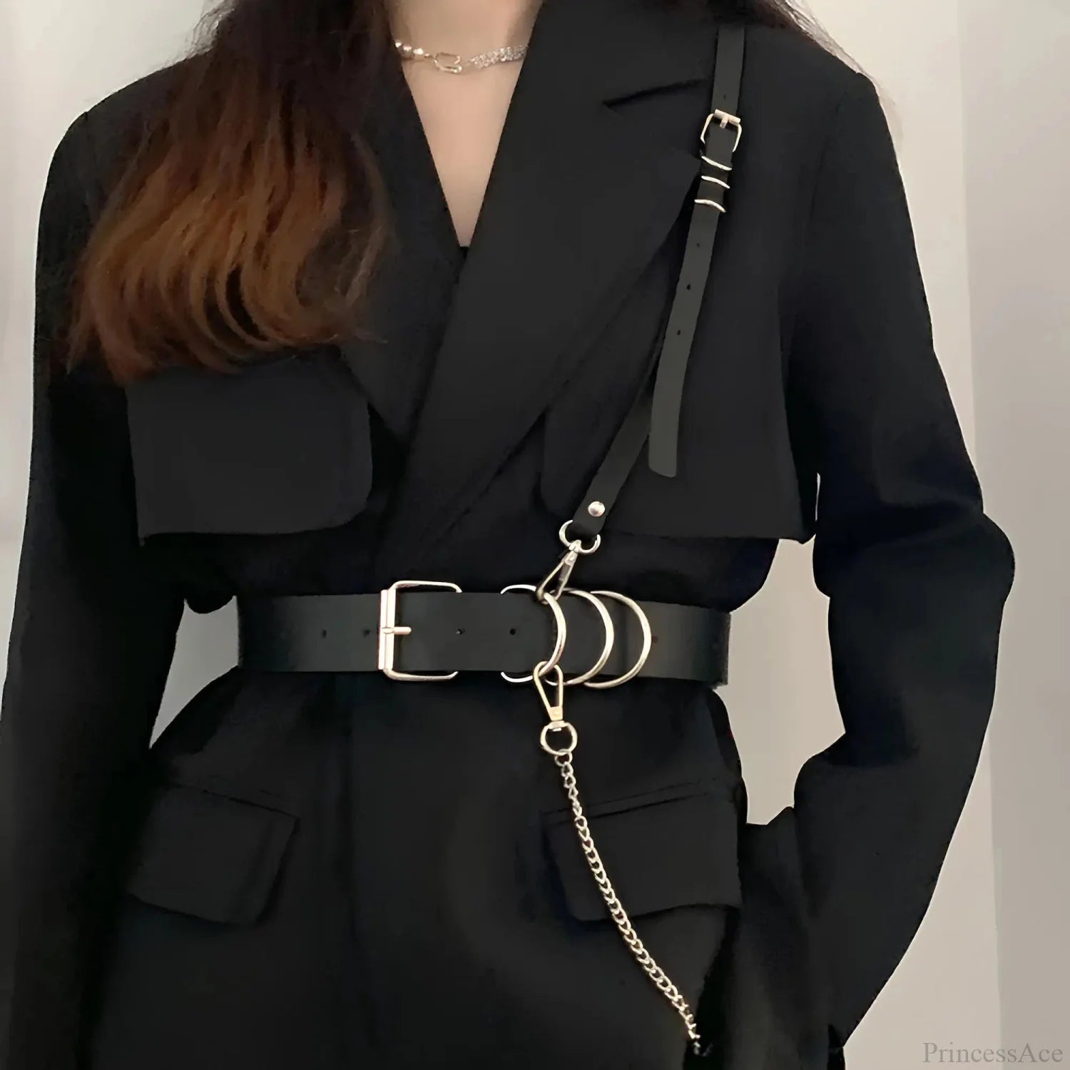 Fashion Dark Harness Waist Belt black