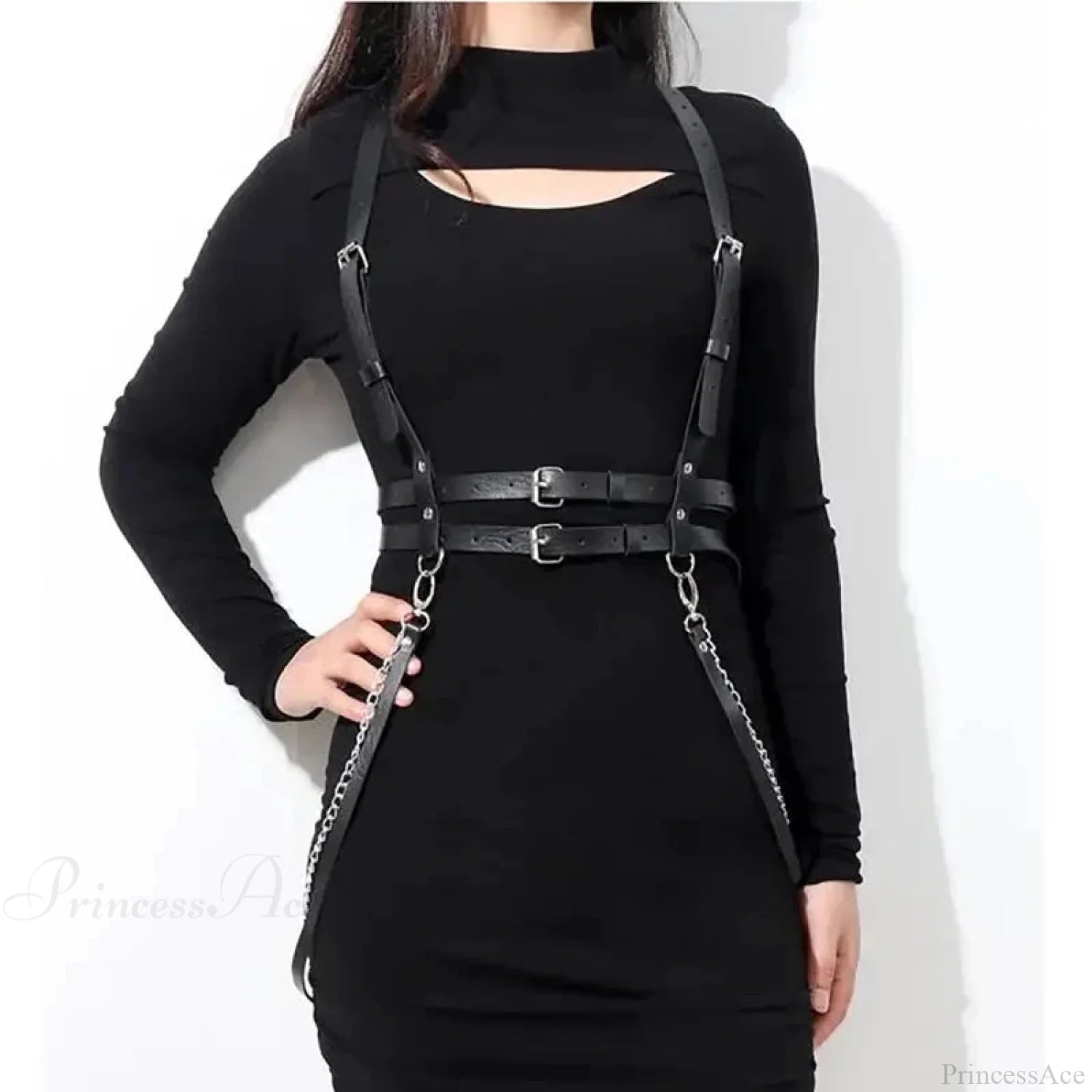 Fashion Dark Harness Waist Belt black