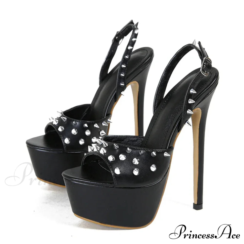 Fashion Design Metal Rivet Back Buckle Strap Platform Sandals Women Wedding Banquet Shoe Peep Toe