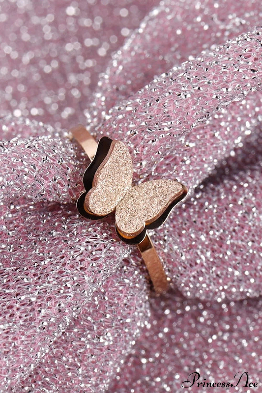 Fashion Frosted Butterfly Titanium Steel Ring