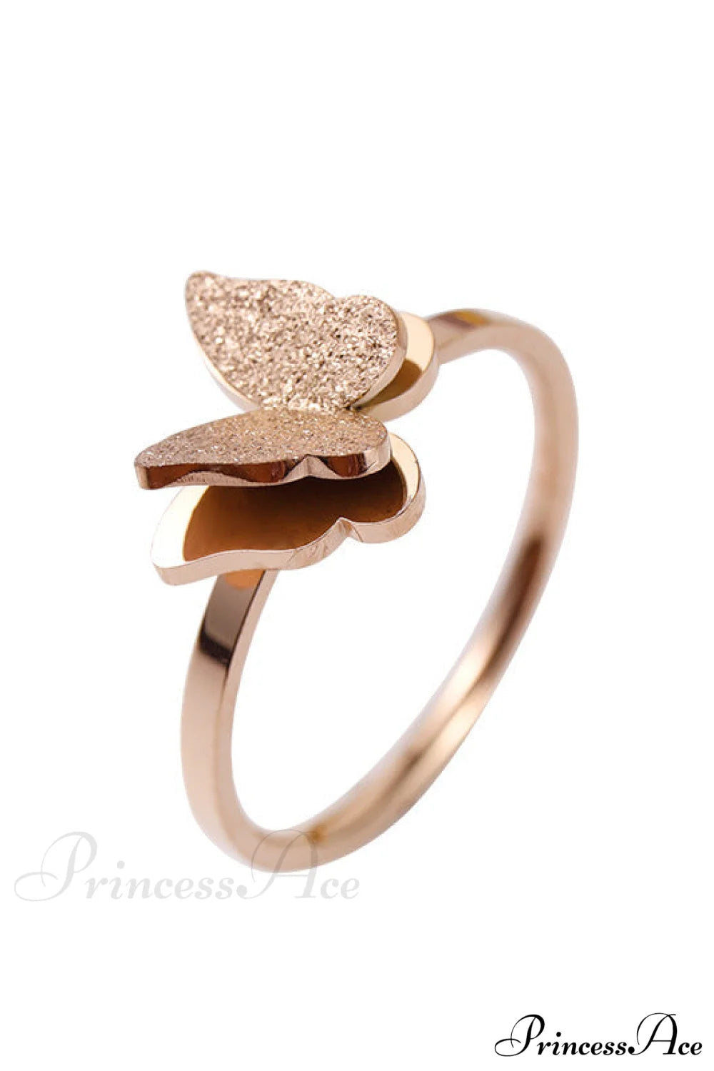 Fashion Frosted Butterfly Titanium Steel Ring