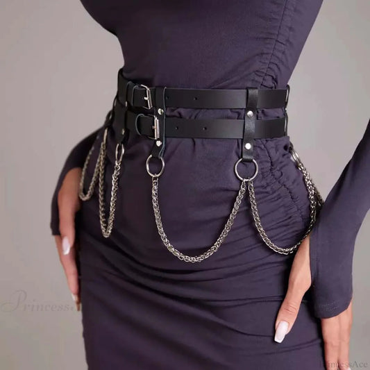 Fashion Gothic Rebel Leather Waist Belt black