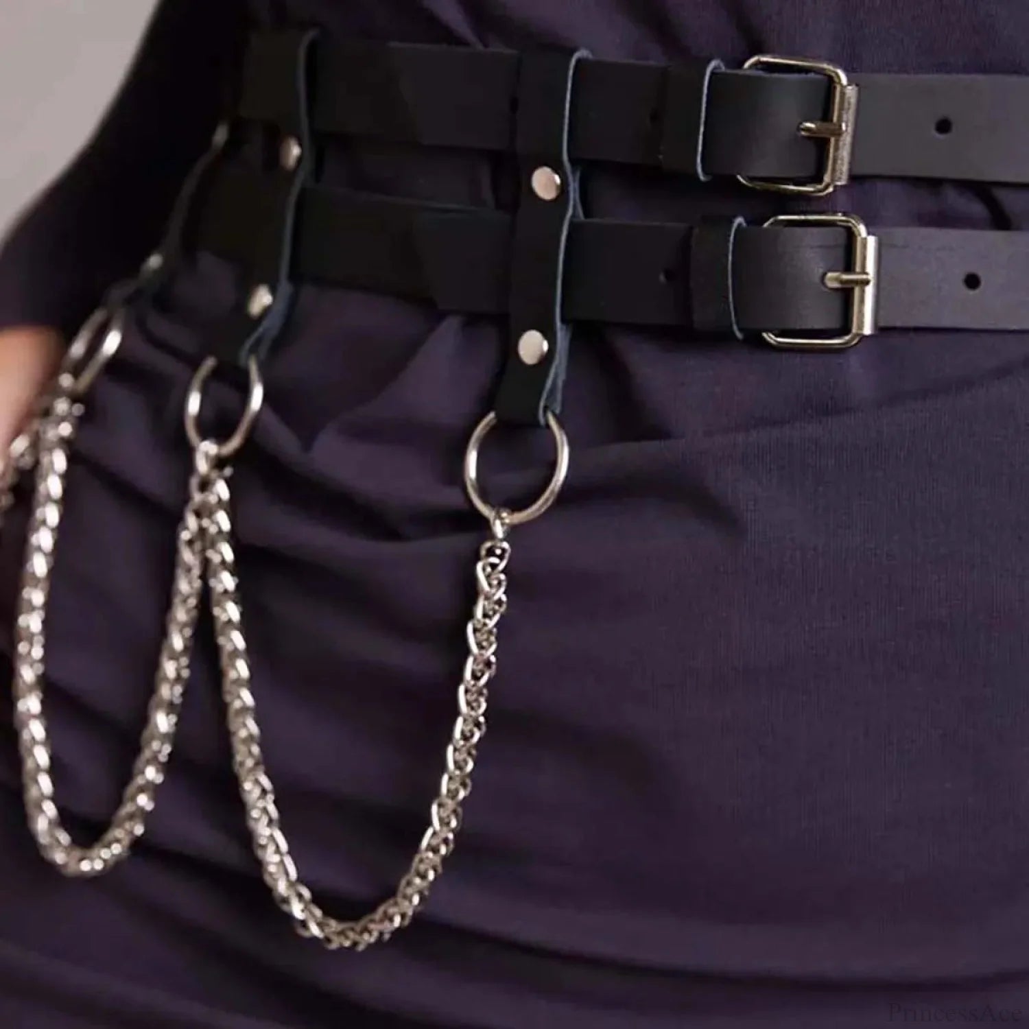 Fashion Gothic Rebel Leather Waist Belt black