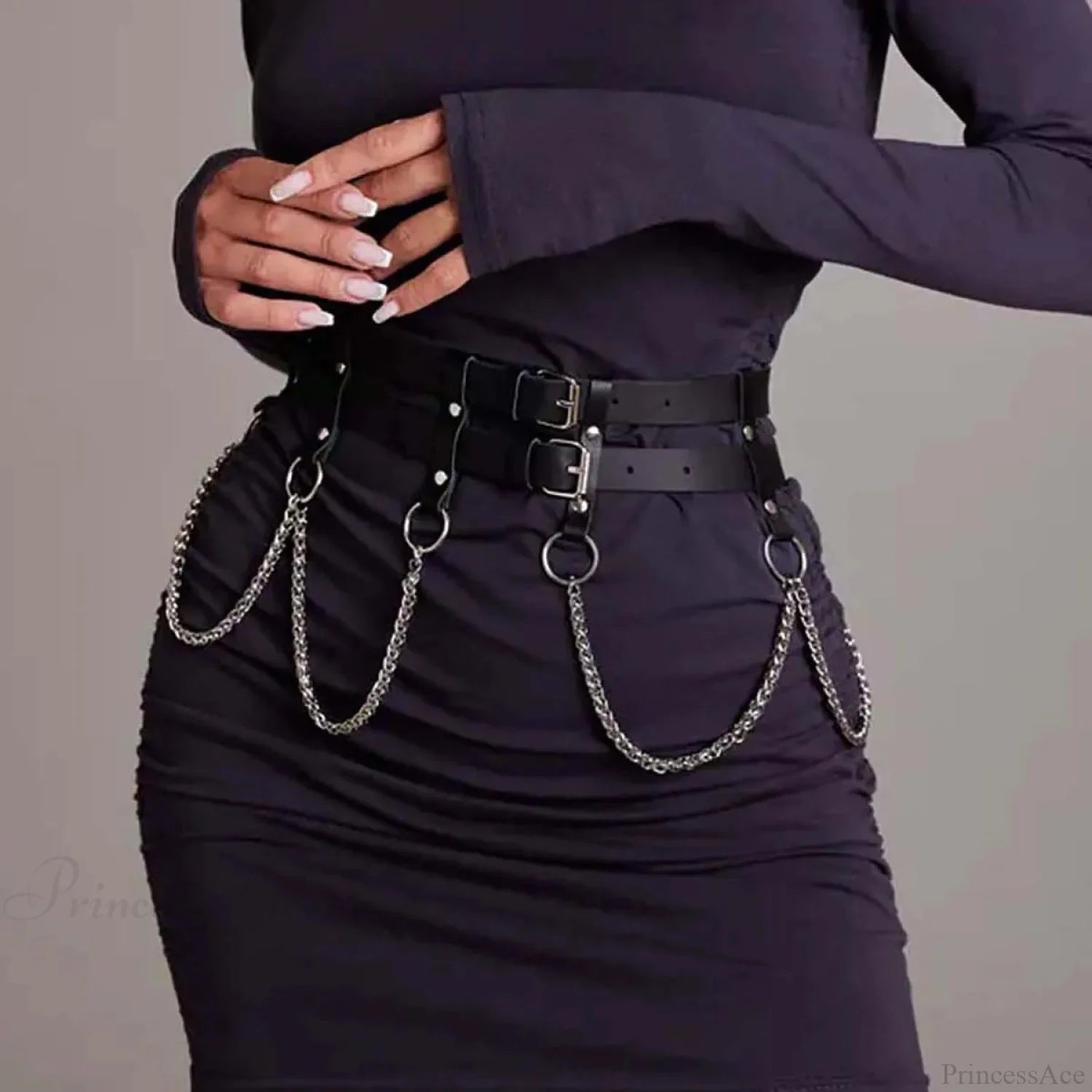 Fashion Gothic Rebel Leather Waist Belt black