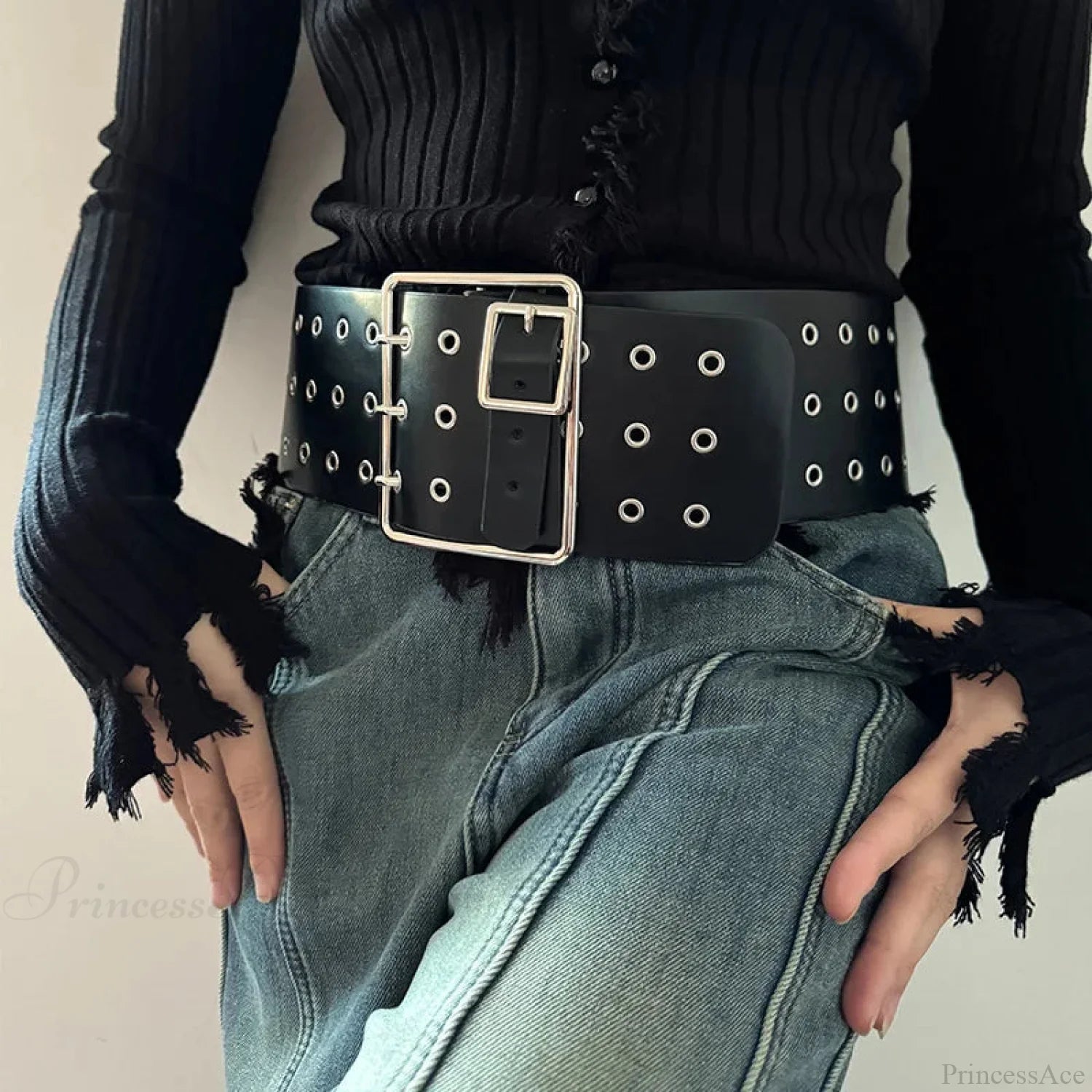 Fashion Gothic Rivet Leather Cummerbund Belt