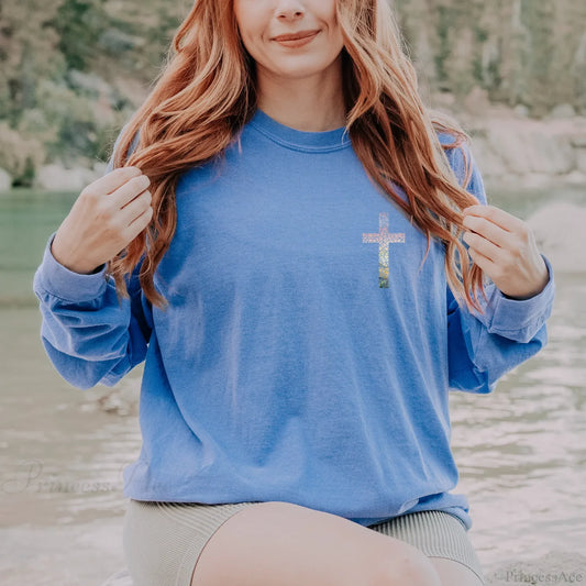 Fashion Individuality Cross Duplex Trend Art Jesuits Christmas Hoodie Blue / S Hoodies-L