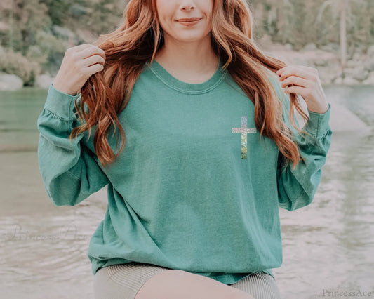 Fashion Individuality Cross Duplex Trend Art Jesuits Christmas Hoodie Green / S Hoodies-L