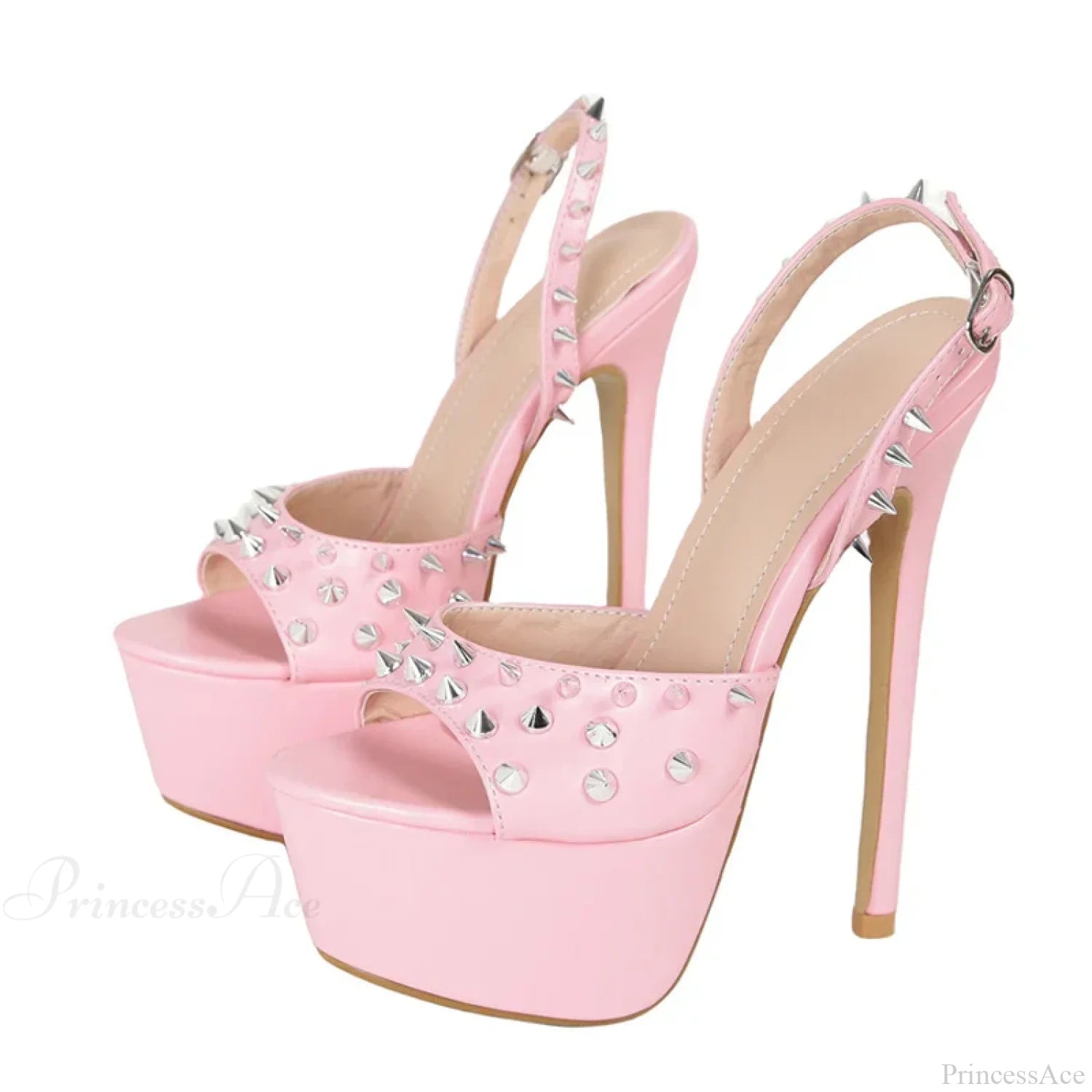 Fashion Metal-Rivet Back-Buckle Platform Sandals Sexy Peep-Toe Stripper Wedding Banquet High Heel