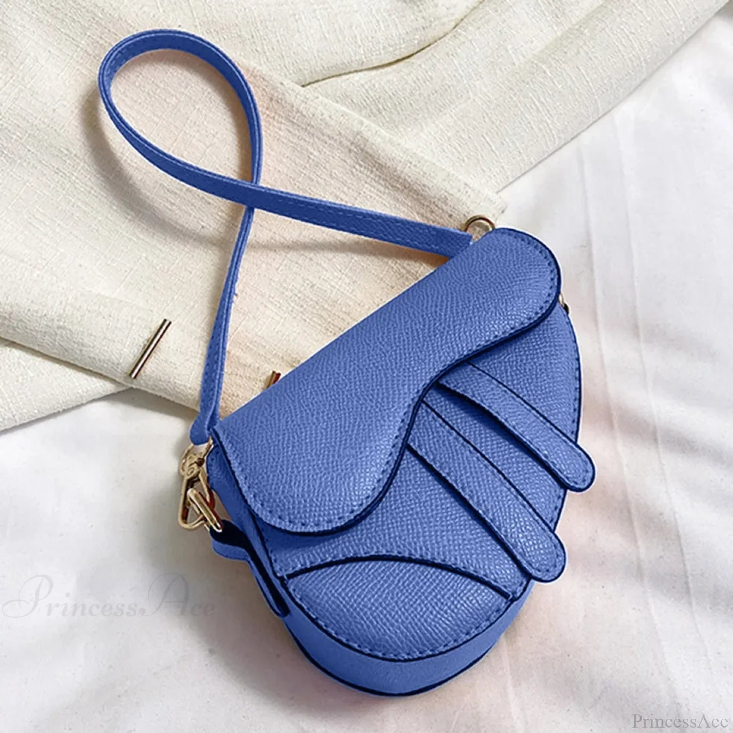 Fashion Mini Handbag Zipper Messenger Saddle Solid Color Bag Blue handbag-250126