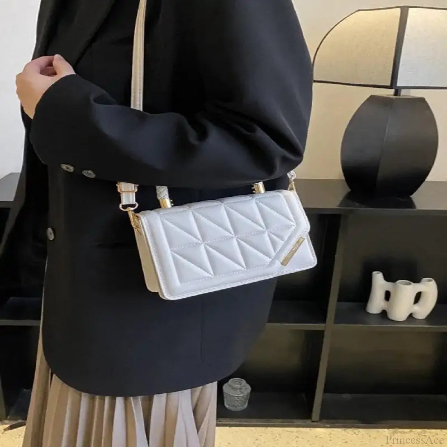 Fashion Plaid PU Leather Small Square Crossbody Handbag handbag-250126