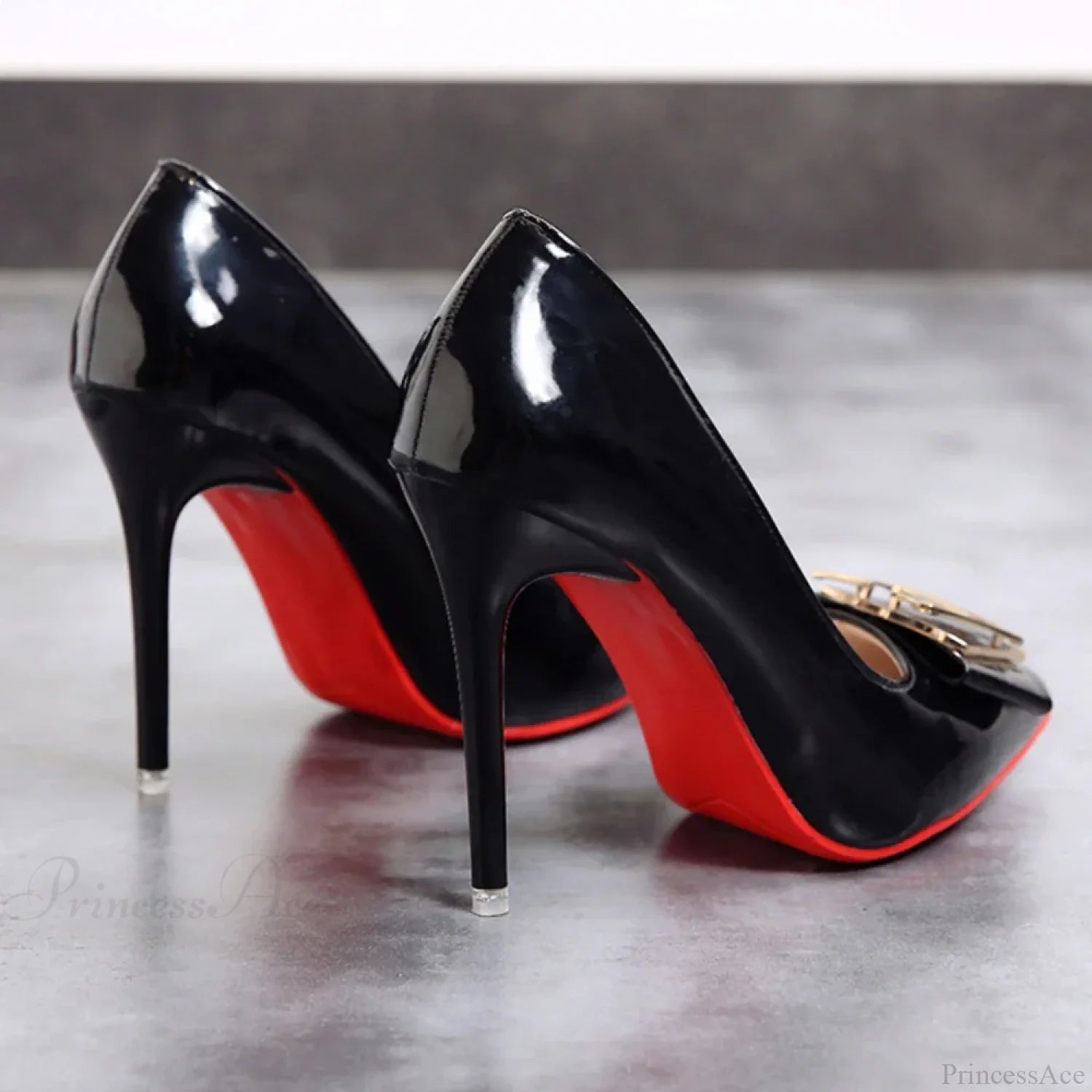 Fashion Sexy Pointed Toe Shallow Mouth Red Bottom High Heels Office Black Plus Size Heel