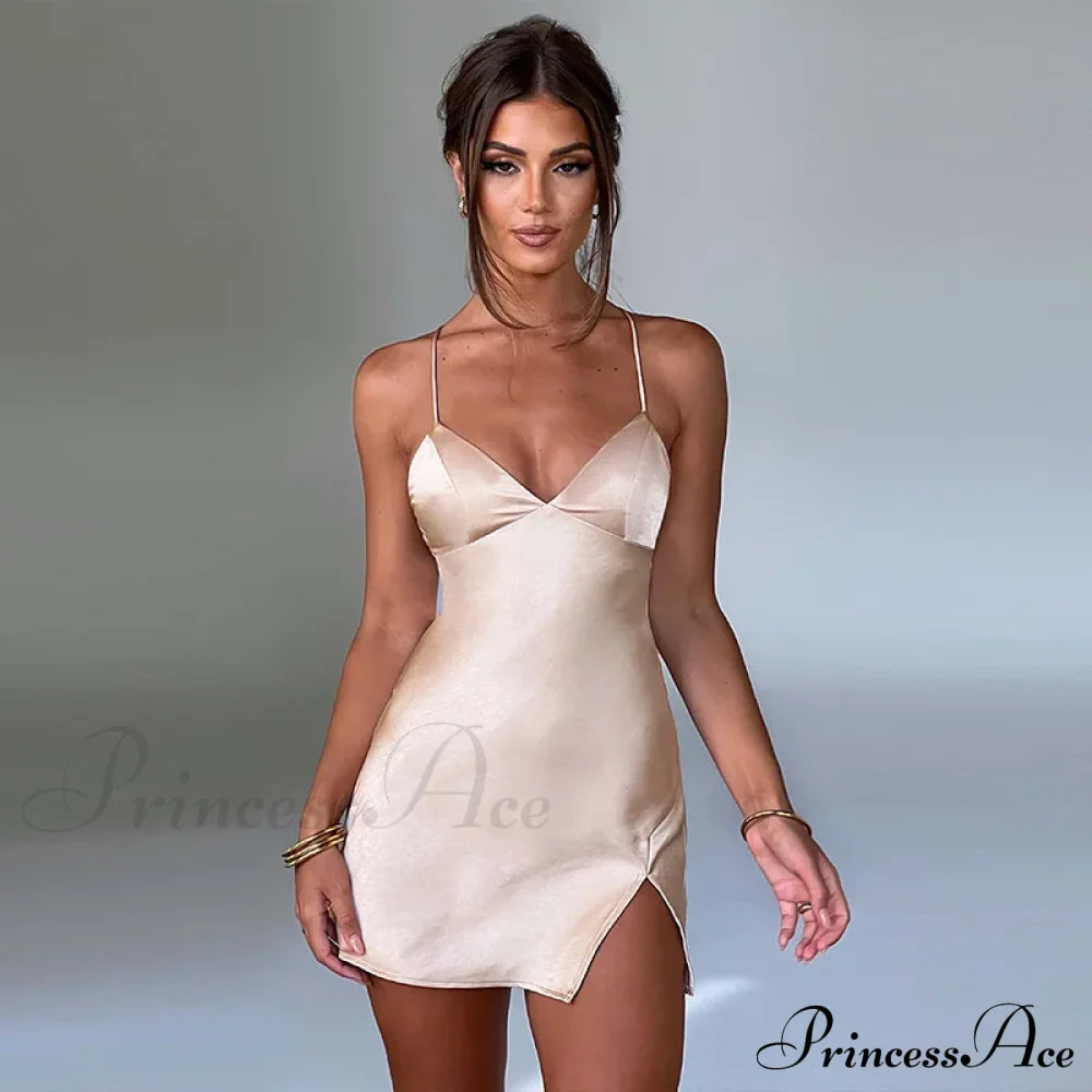 Fashion Sleeveless Mini Night Club Party Backless Y2K Clothes Streetwear Bodycon Dress