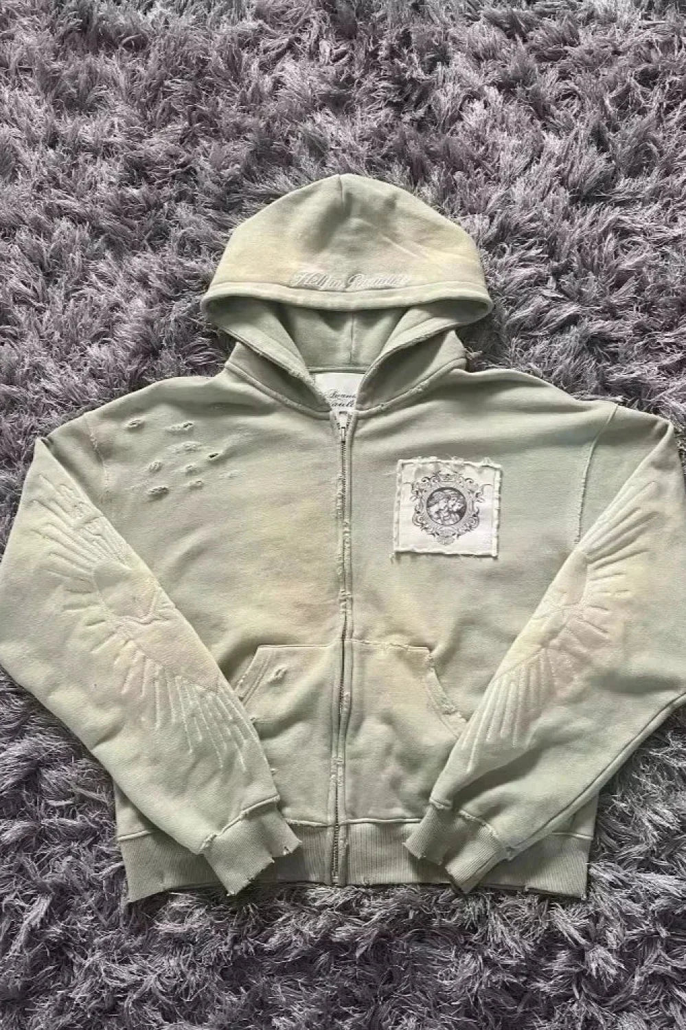 Fashion Trend Fleece Padded Zipper Hoodie Grey / M