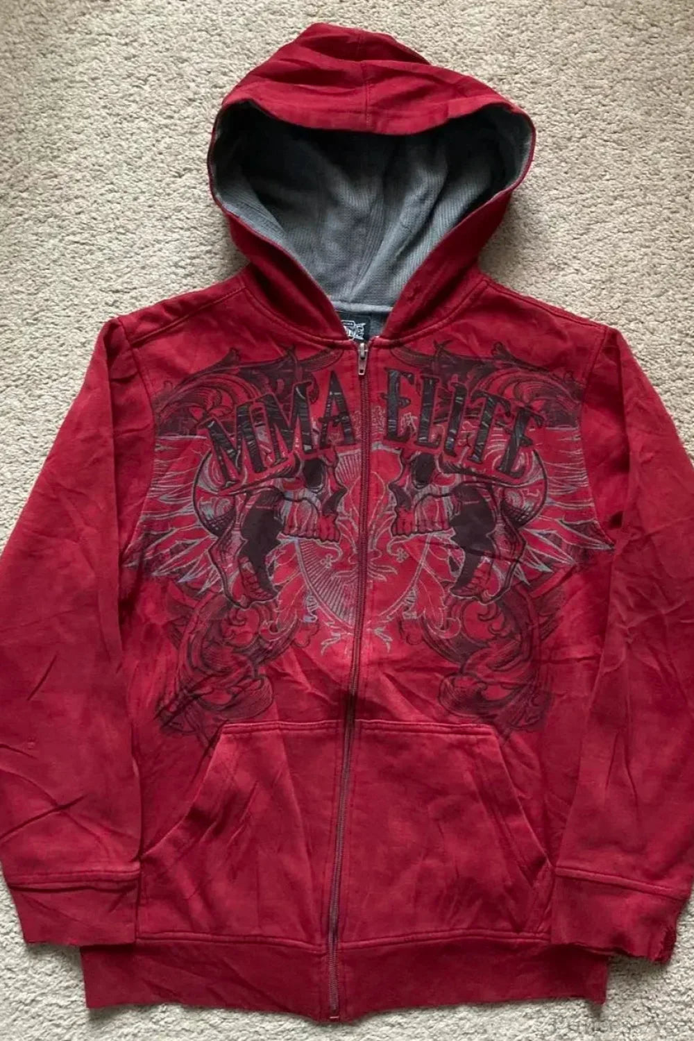 Fashion Trend Fleece Padded Zipper Hoodie Red / M