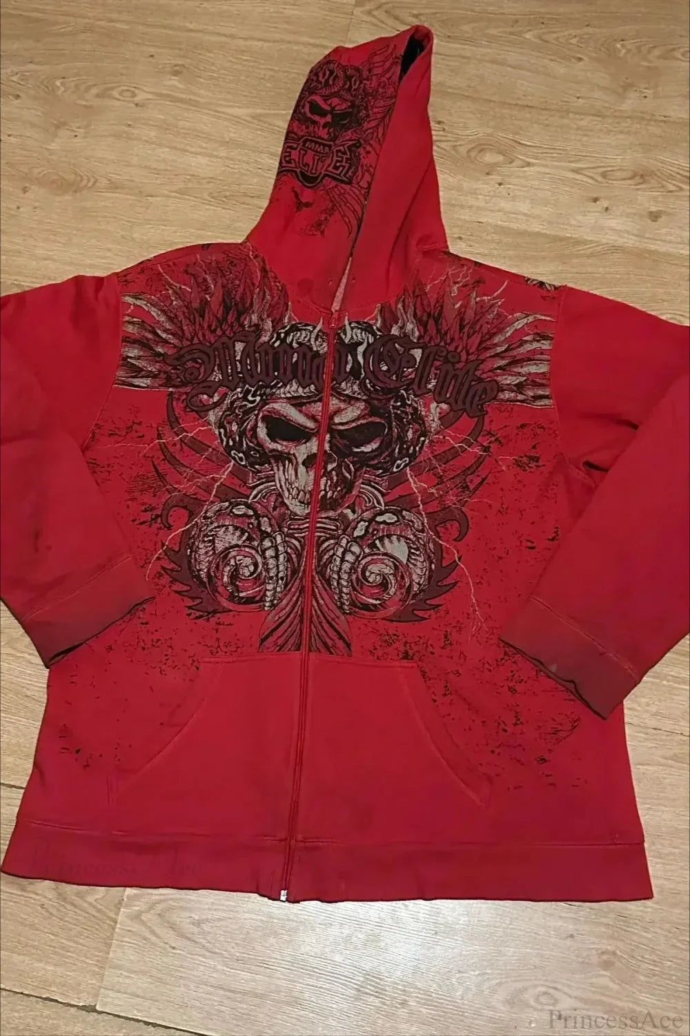 Fashion Trend Fleece Padded Zipper Hoodie Red2 / M