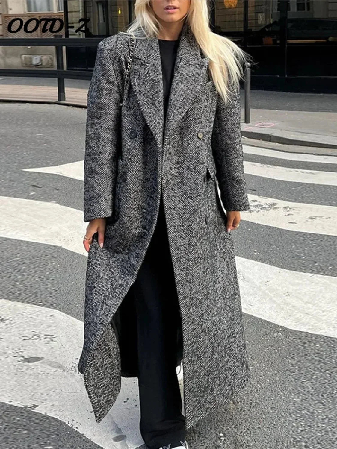 Faux Fur Lace-Up Patchwork Overcoat