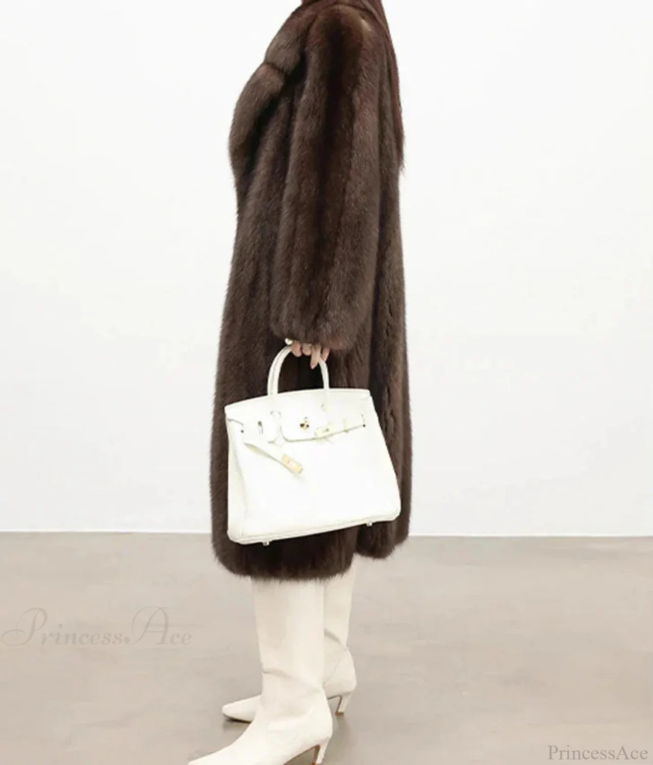 Faux Fur Lapel Pit Fabric Drape Overcoat