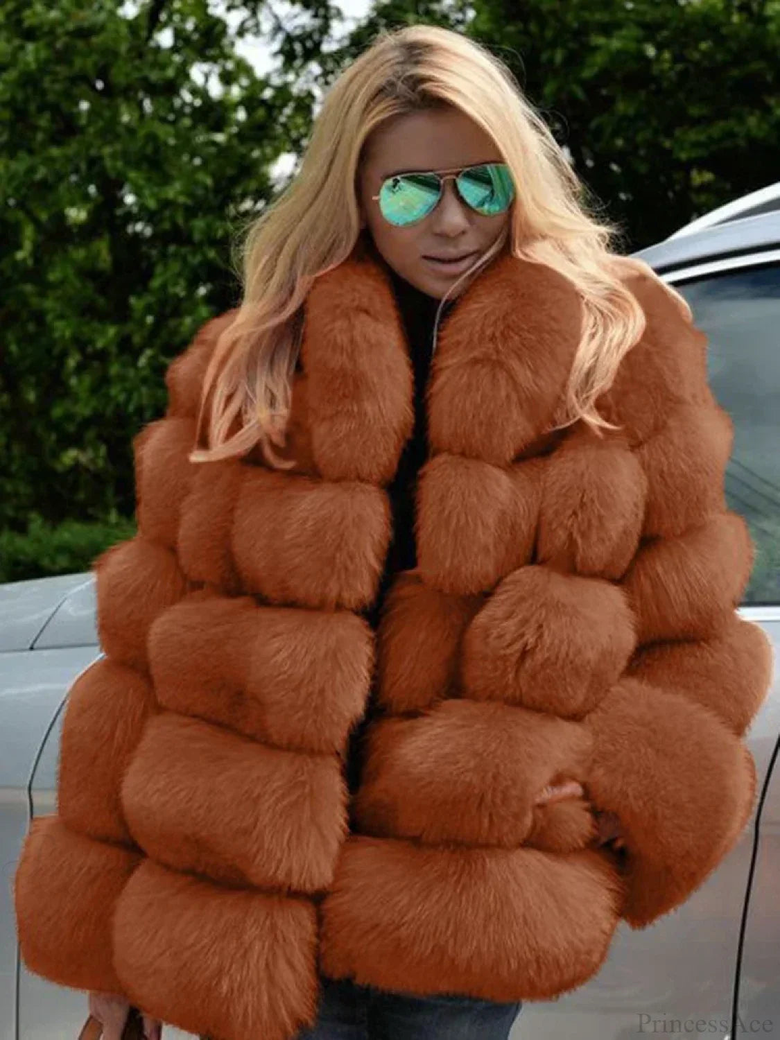 Faux Fur Patchwork Rabbit Fur Overcoat