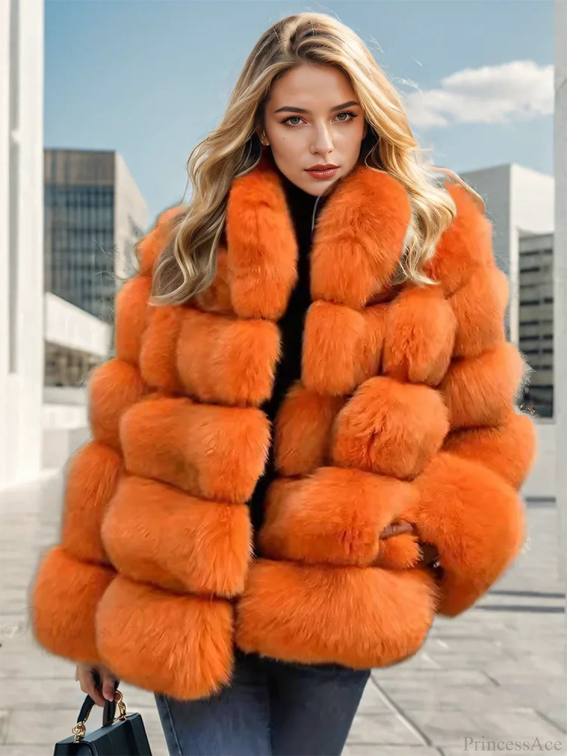 Faux Fur Patchwork Rabbit Fur Overcoat