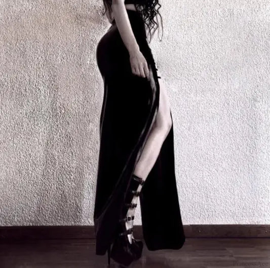 Faux Leather Hollow Out Skirt