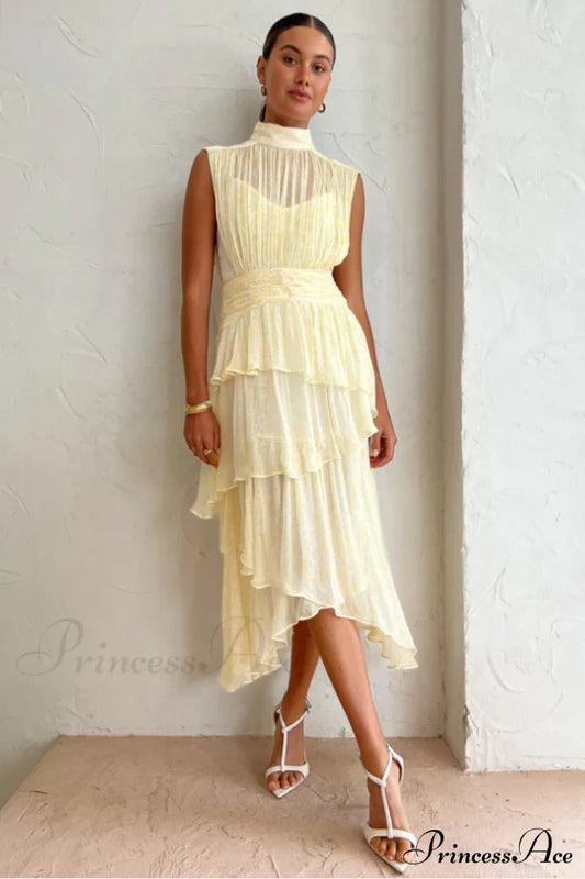 Faye Sleeveless Stylish Ruched Midi Dress
