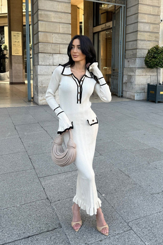 Elegantes, figurbetontes Maxikleid aus Strick