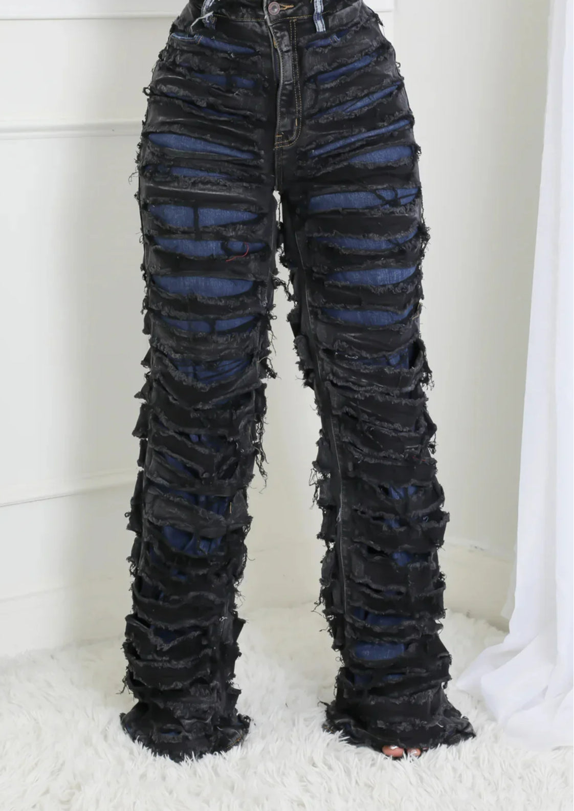 Striped Medieval High Waist Zipper Pant Black / S