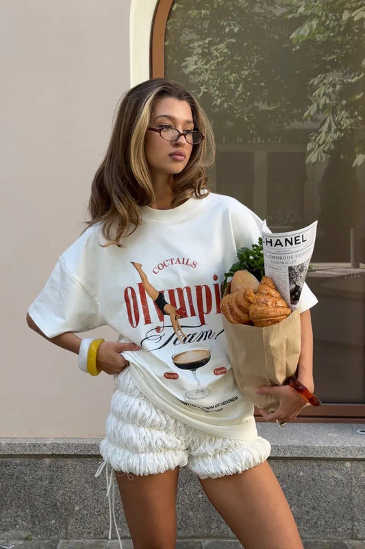 Cotton Fashion Trendy Loose Creative Print T-shirt