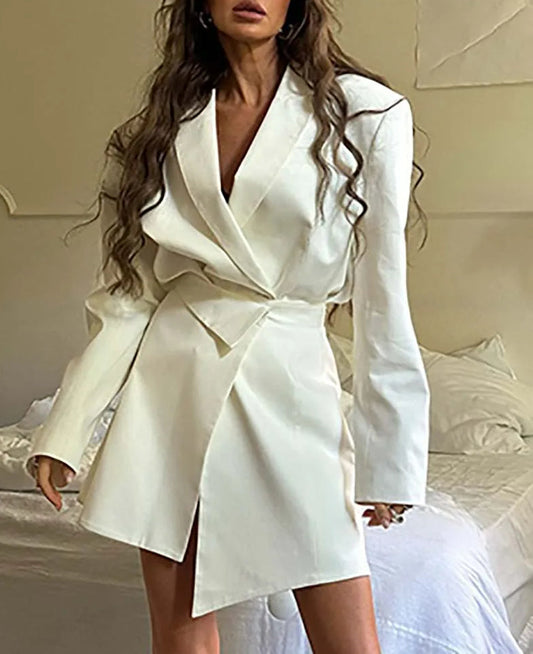 Weiße Taschen Asymmetrisches Mini Office Zweiteiler