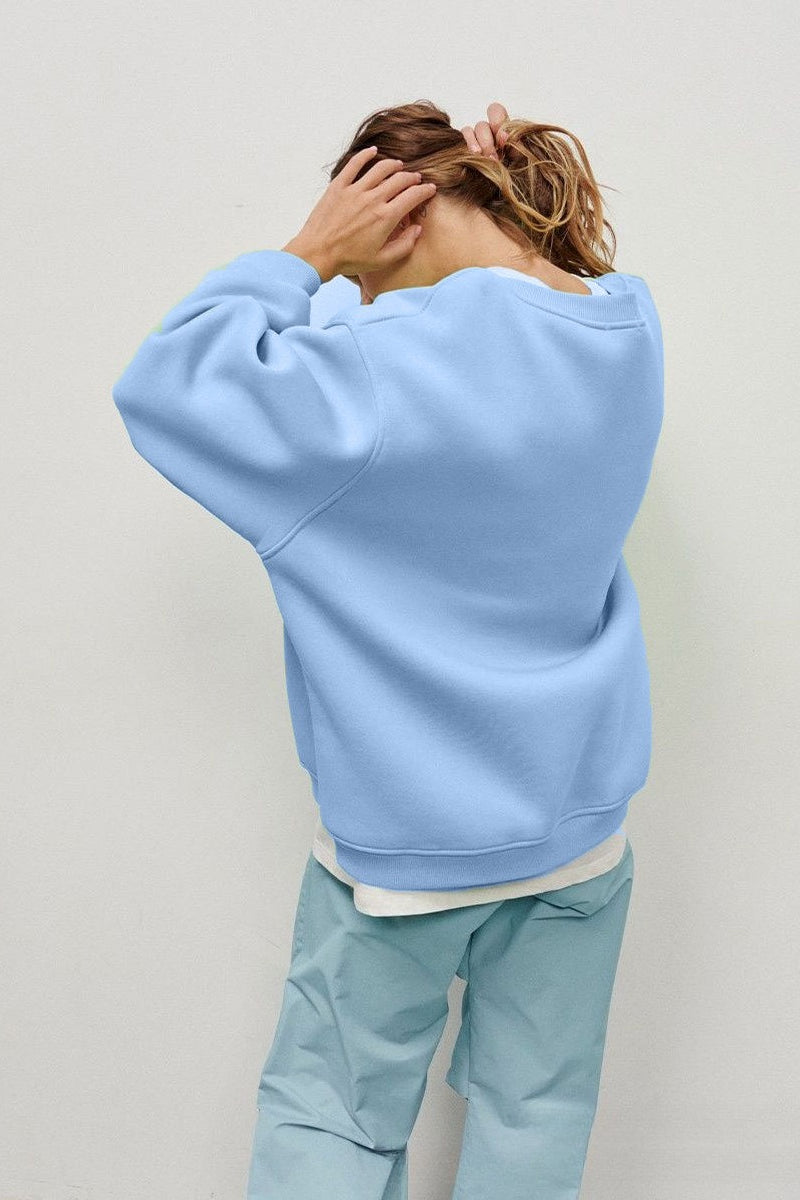 Solid Oversize Relaxed Pullover Sweatshirts