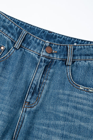 High Waist Wide Leg Cotton Jeans