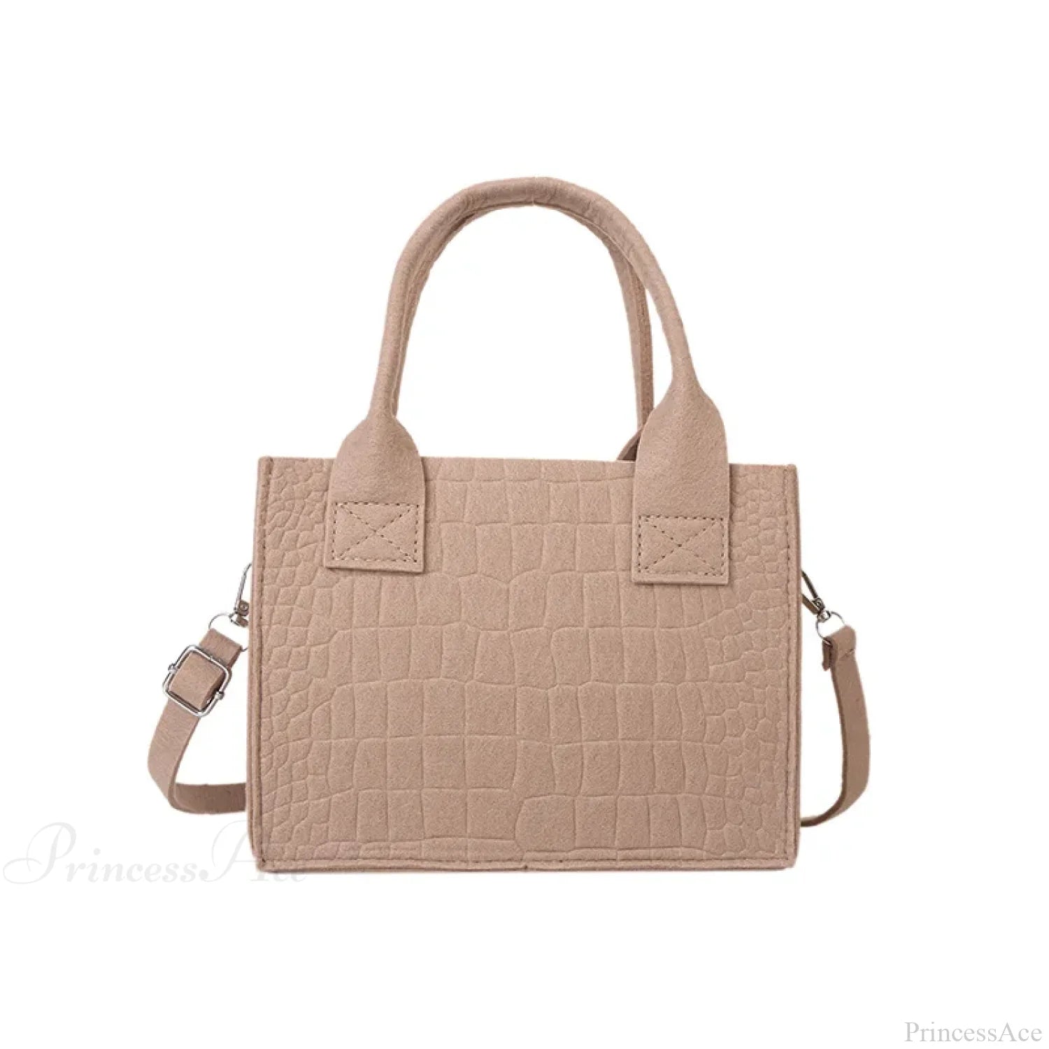 Felt Mini Tote Autumn Winter Small Square Handbag Khaki handbag-250126