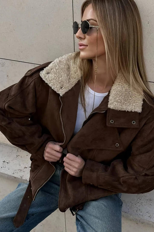 Lässige braune Oversize-Jacke