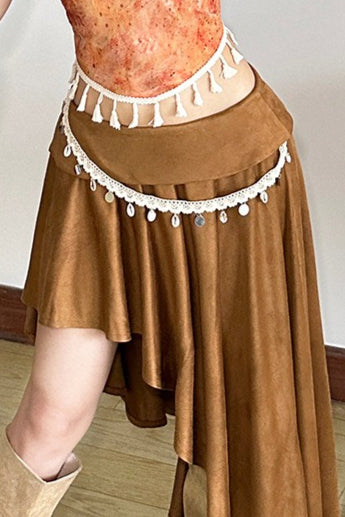 Bedruckter, asymmetrischer, schmaler Rock