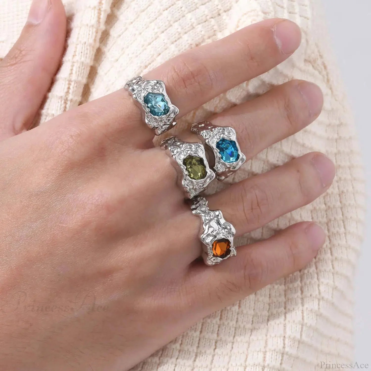 Fiery Colorful Zircon Gothic Band color