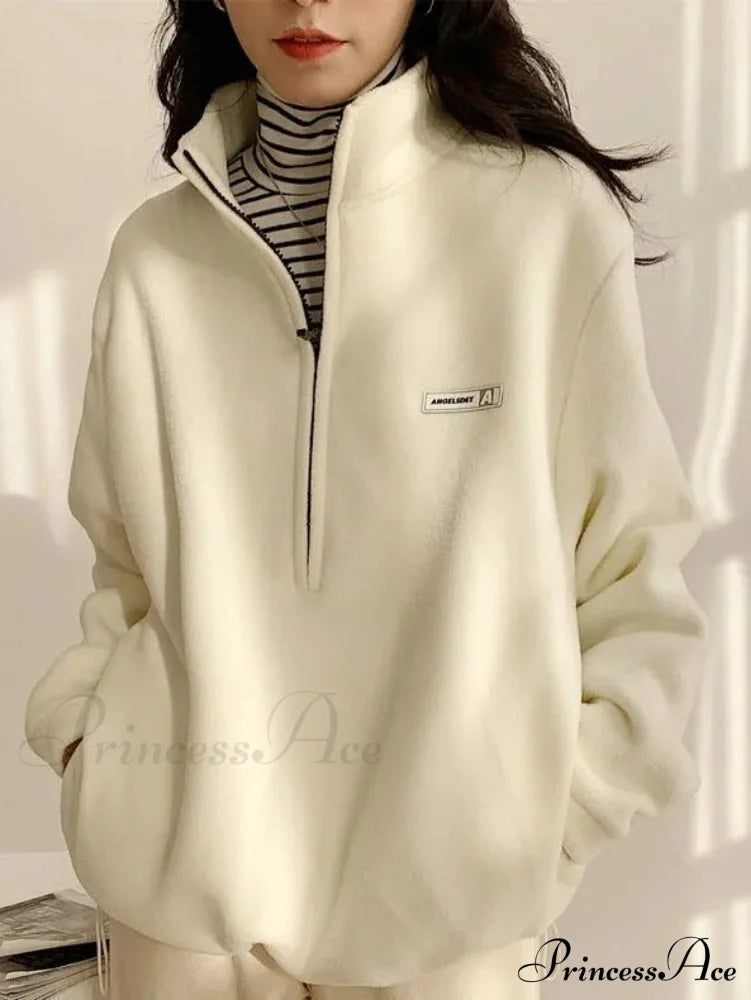Fleece Korean Kpop Top Women Warm Fashion Velevt Hoodies Sweatshirt Autumn Plus Casual Winter