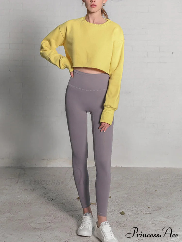 Fleece Lined Graceful Solid Cropped Sweatshirt Sweatshirts