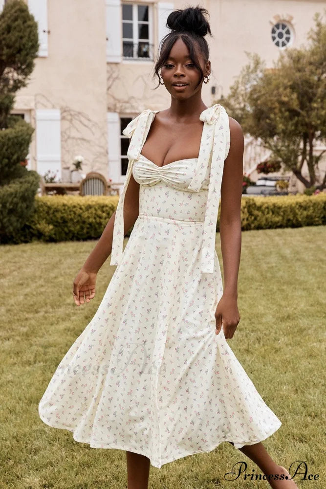 Fleur De Paris Charming Floral Split Midi Dress