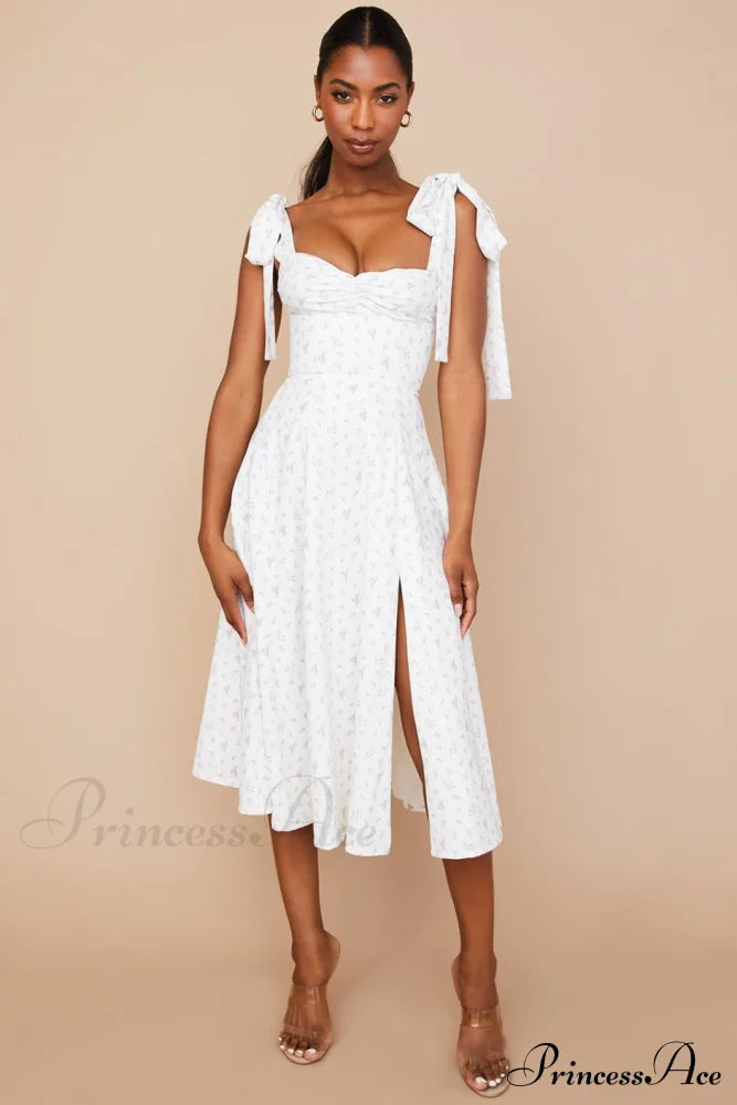 Fleur De Paris Charming Floral Split Midi Dress