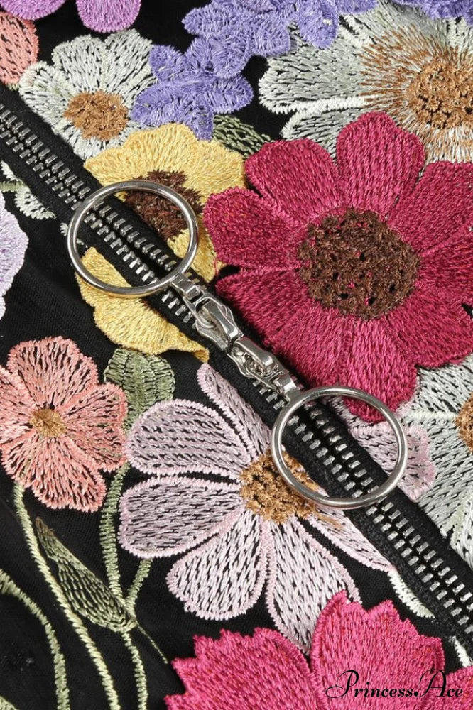 Floral 3D Embroidery Charming Tube Mini Dress