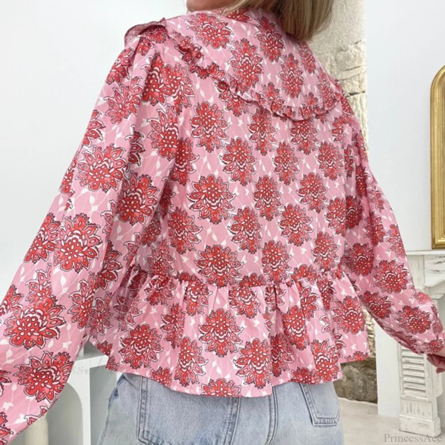 Floral Babydoll Ruffled Blouse blouse-250223