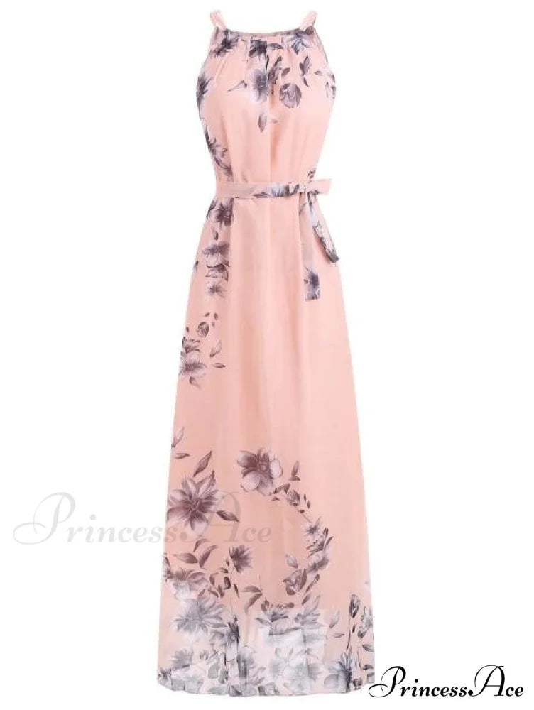 Floral Bohemian Maxi Dress For Plus Size Women S / Pink Dresses