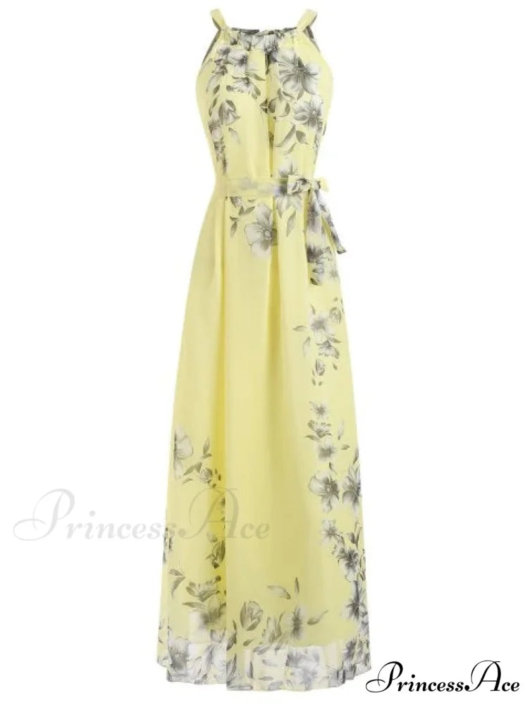 Floral Bohemian Maxi Dress For Plus Size Women S / Yellow Dresses