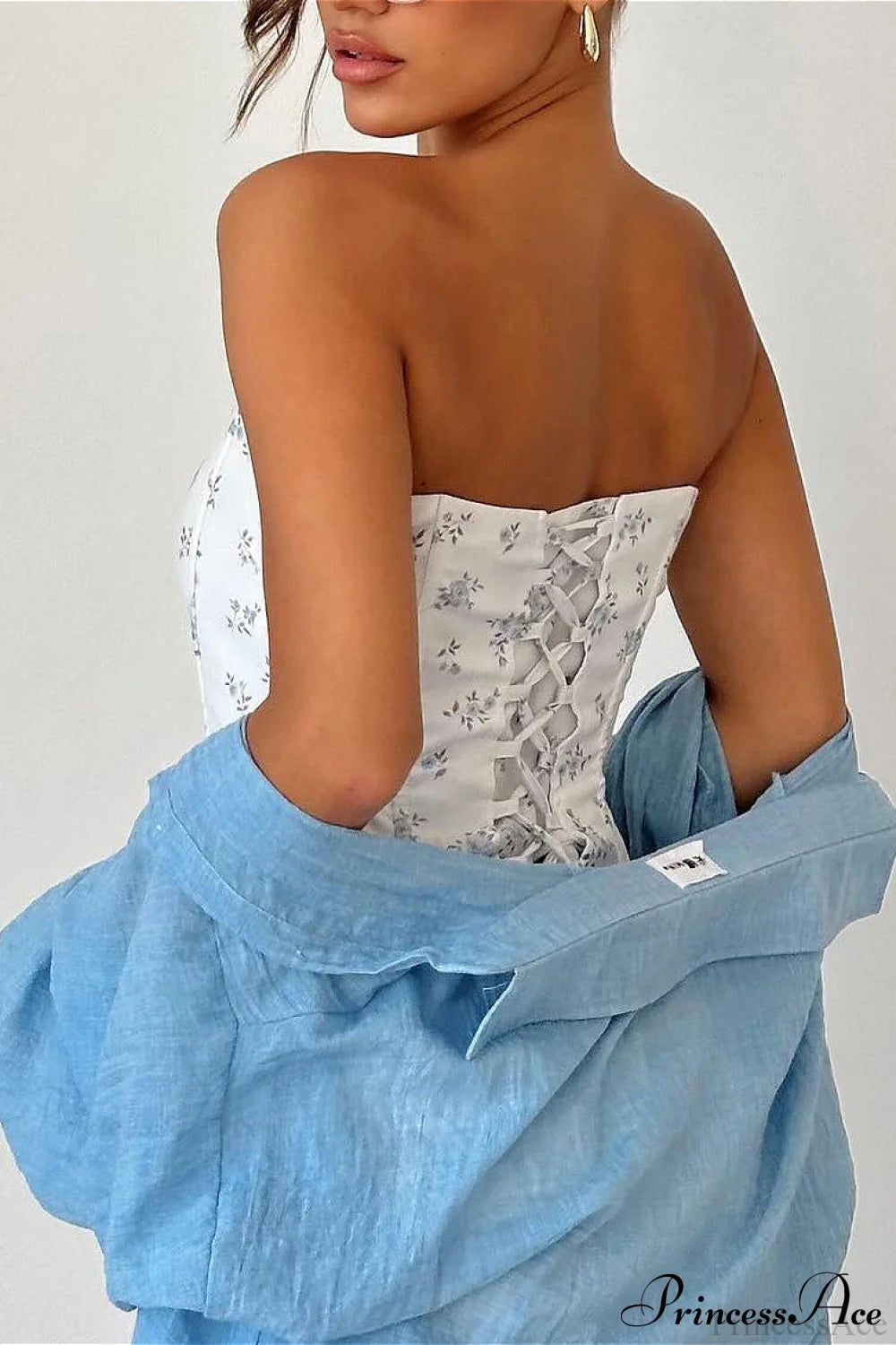 Floral Boned Back Tie Waist Cincher Corset