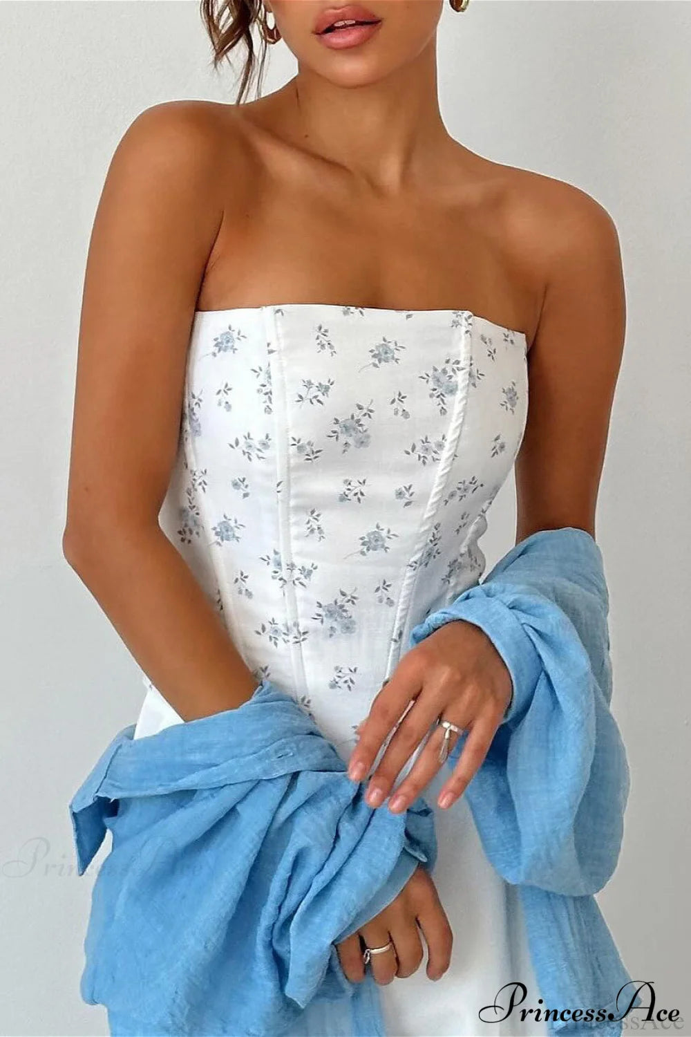 Floral Boned Back Tie Waist Cincher Corset