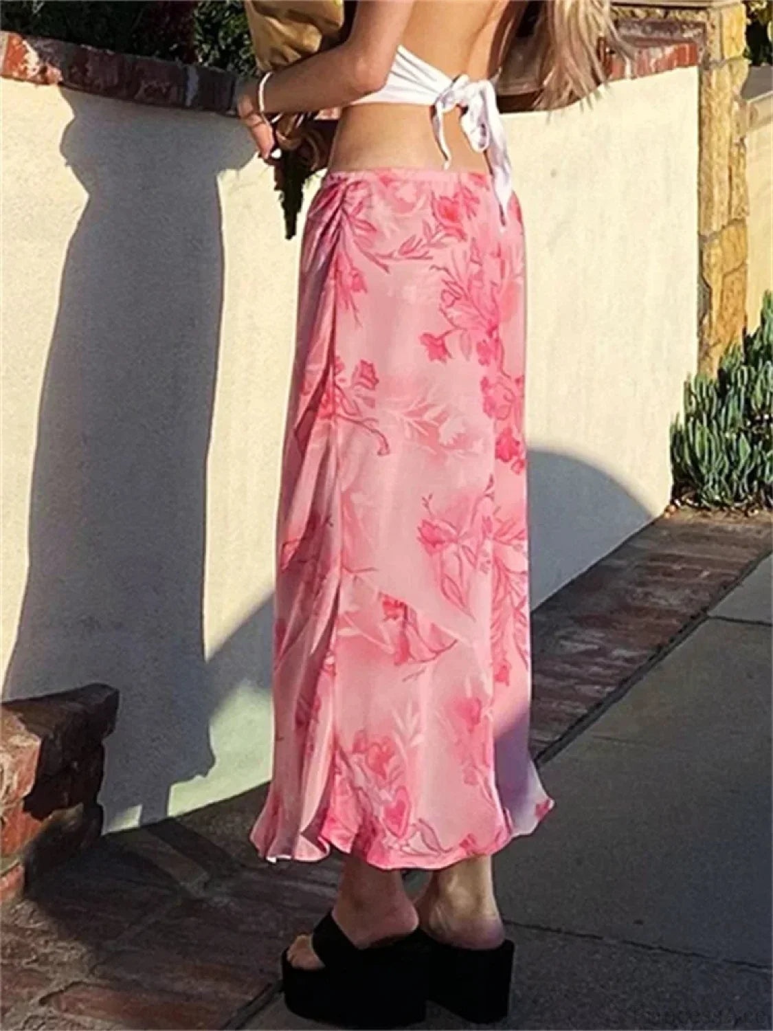 Floral Chiffon Low Waist Casual Retro Skirt skirt-250126