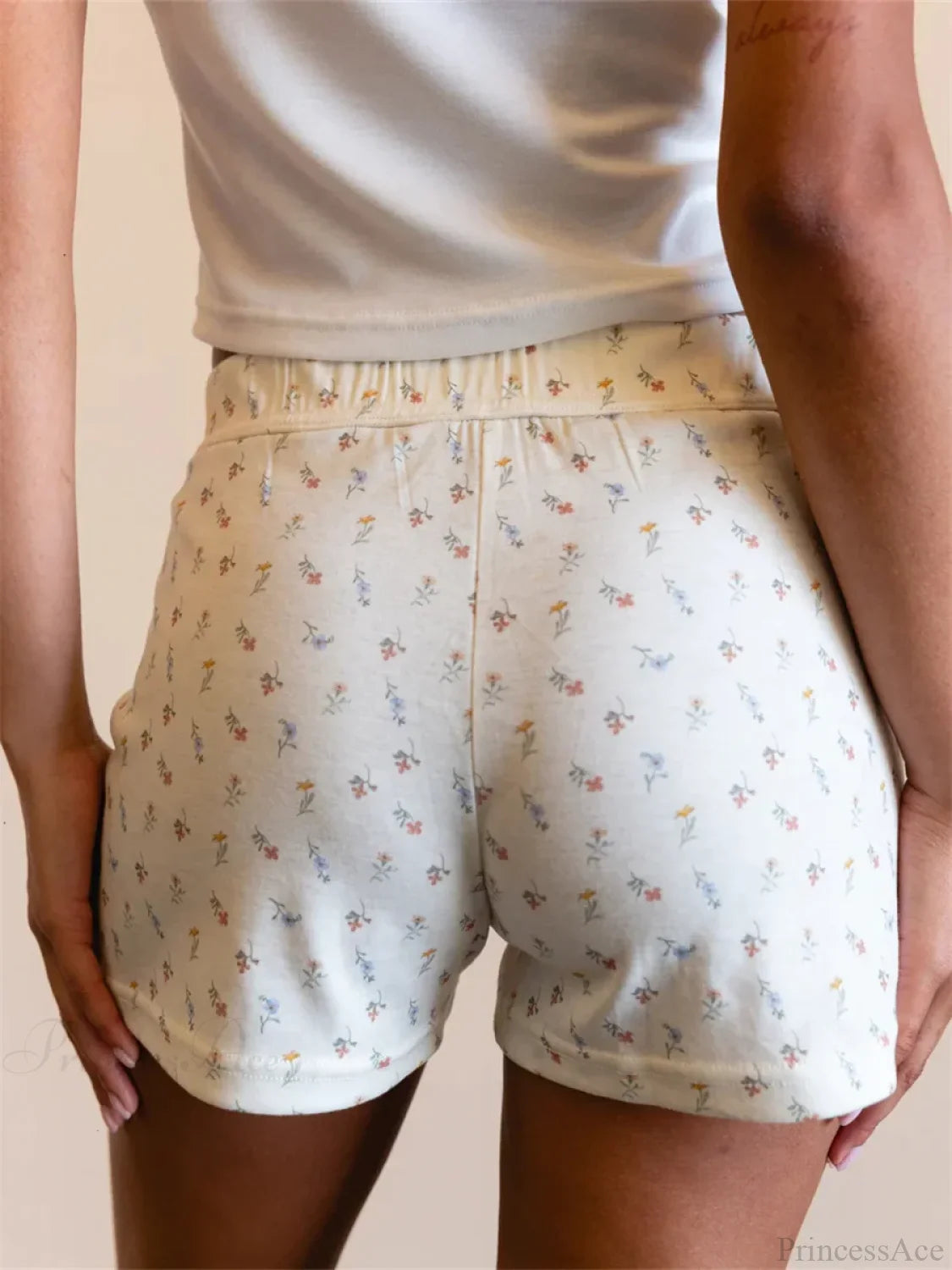 Floral High Elastic Waist Short short-250223