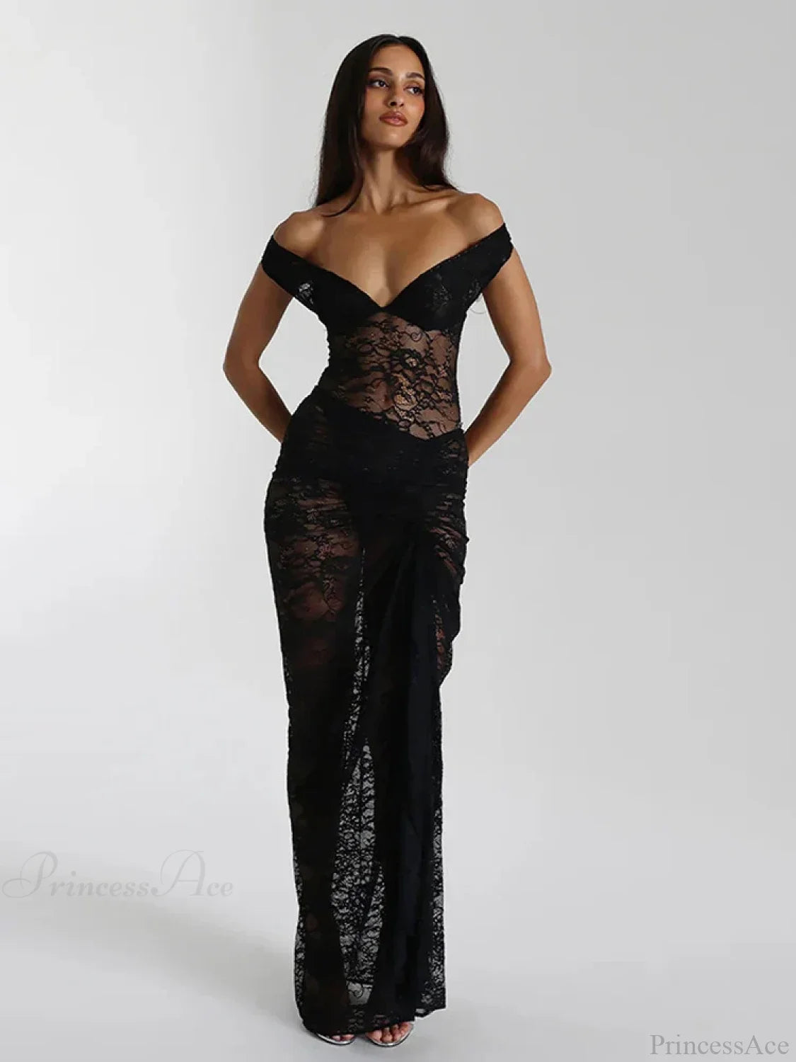 Floral Lace Skirt Suit Vacation Dress Black / S vacationdress-250223